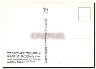 Trem turístico Han-sur-Lesse — Grutas — Edição GTF a.s.b.l. — Verso