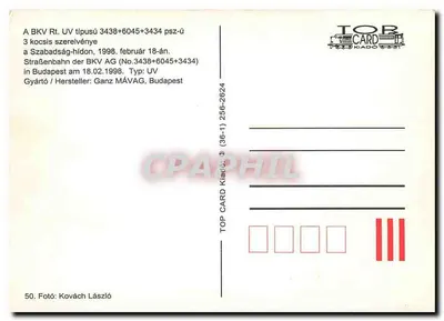 Tramwaj n°47 — Budapeszt, Most Szabadság — TOP CARD Kiadó — Rewers