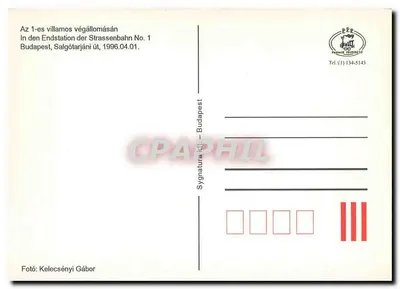 Tramway n°1 in Budapest — Endstation — Verlag P.P.P. n°134-5143 — Rückseite