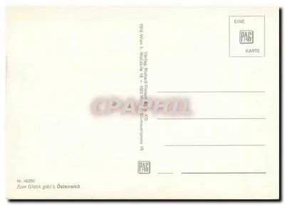 Viena — Panorama da cidade com Stephansdom, Ringstraße, Rathaus, Burgtheater e Staatsoper — editor PAG, n° 46250 — Verso