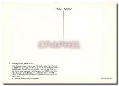Trem da Linha District — 1920 Stock (F Stock) — London Transport — Verso