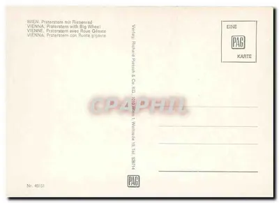 Vienne, Praterstern mit Riesenrad — editor Richard Pielisch & Co. KG, n° 48151 — Verso