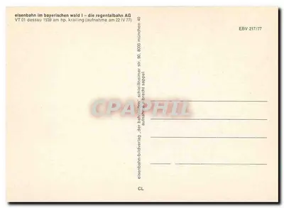 Trem a vapor VT 01 em Dessau — Bayerischer Wald — Regentalbahn AG — Editor: Eisenbahn-Bildverlag, n° EBV 217/77 — Verso