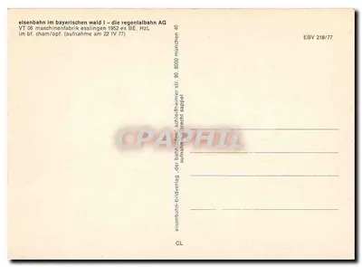 Estação de Oleis — Trem VT 06 na estação de Oleis — editor Eisenbahn-Bildverlag, n° EBV 218/77 — Verso