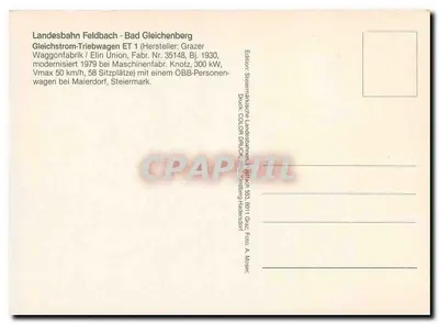 Trem Steiermarkische Landesbahnen — Feldbach - Bad Gleichenberg — Edição Steiermarkische Landesbahnen, n° 553 — Verso