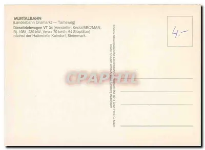 Trem das Steiermarkische Landesbahnen — Murtalbahn — VT 34 — perto de Kaindorf — Verso