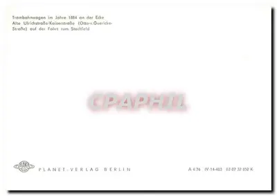 Tramway a cavalo em Berlim — 1884 — Planet-Verlag Berlin, n° A 4:76 — Verso