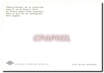Tramwaj o dużej pojemności nr 436 — Berlin, DDR — Planet-Verlag Berlin — Rewers