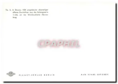 Tramway 5 em Dessau — tramway reorganizado em 1926 — Planet-Verlag Berlin — Verso