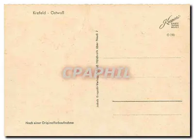 Krefeld - Ostwall — widok ulicy z tramwajami i kawarnią — wydawca Krapohi, n° 190 — Rewers