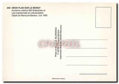 Bliski plan Le Mongy — Stara motoryzacja 503 Brissoneau przekształcona w pojazd warsztatowy — Fotografia i wydawnictwo G. BLONDEAU, Marcq-en-Barœul — Rewers
