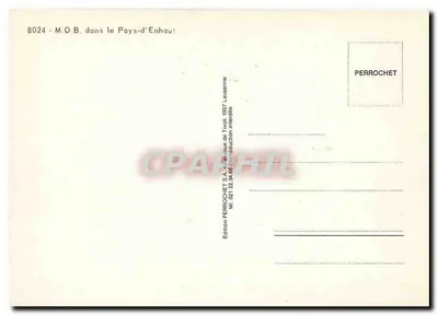 Elektryczny pociąg M.O.B. w Pays-d'Enhaut — Wydawnictwo Perrochet, nr 8024 — Rewers