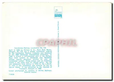 Locomotywa nr 123 — Caledonian Railway — Armur Dixon — Rewers