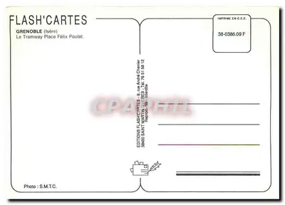 Grenoble — Tramwaj na Place Félix Poulat — Éditions Flash'Cartes — Rewers