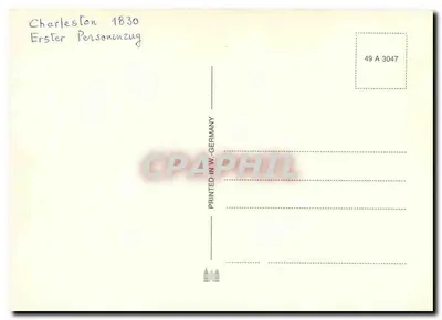 Trem a vapor — Erster Personenzug Charleston 1830 — Verso