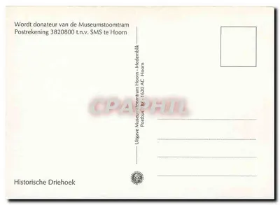 Museum Stoomtram Hoorn - Medemblik — cartão postal ilustrado com mapa e fotos de trens, barco e trem — Verso