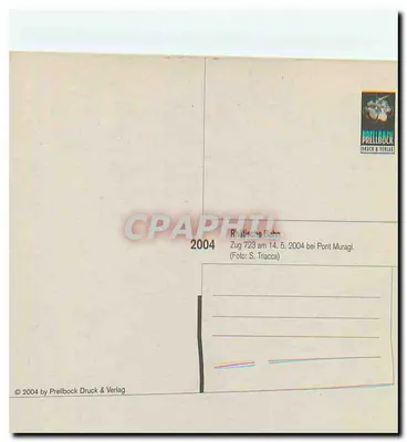 Trem Rhätische Bahn — n° 1758 — Ponte Muragl, 2004 — editor Prellbock Druck & Verlag — Verso