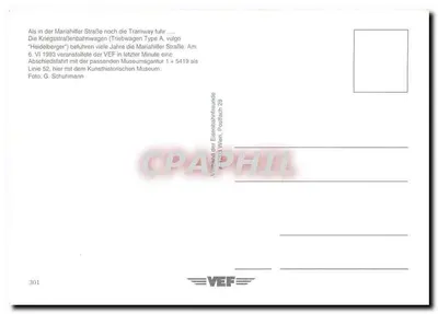 Tramway em Viena — última circulação na Mariahilfer Straße — VEF — Verso