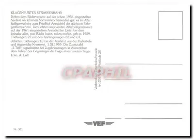 Tramway de Klagenfurt — Tramway n°22 na parada — editor VEF, n°301 — Verso