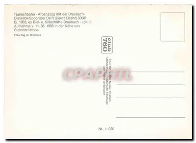 Taurachbahn — Pociąg roboczy z lokomotywą Diesla Braubach (Deutz Lizenz) 6008 — Club 760 — Rewers