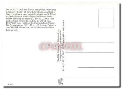 Lokalbahn Mixnitz–St. Erhard — 90. rocznica otwarcia — Klub U44 — Rewers