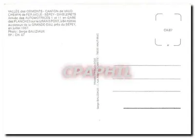Przyjazd lokomotyw 1 i 11 — Dolina Ormontów, Kanton Woda — Serge Baliziaux, n° CH.67 — Rewers