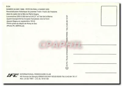 Lokomotywa 230.G.353 — rekonstrukcja historyczna — International Ferroviaire Club — Rewers