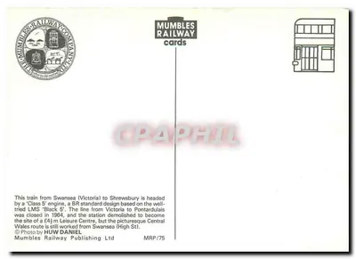 Swansea Victoria — parowóz numer 73094 — Mumbles Railway Publishing Ltd — Rewers