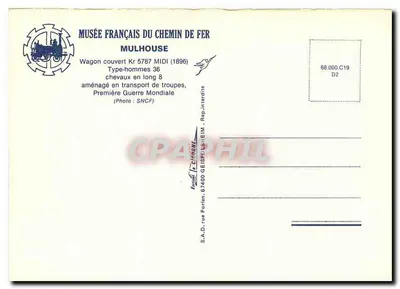 Vagão coberto Kr 5787 MIDI — Tipo-homens 36 cavalos em longo 8 — Museu Francês do Caminho de Ferro Mulhouse — Verso