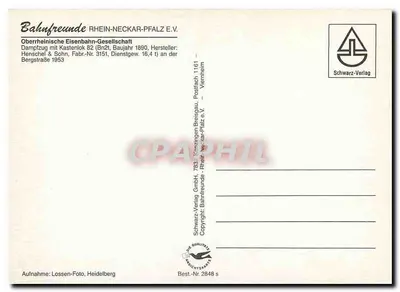 Train à vapeur — Oberrheinische Eisenbahn-Gesellschaft — Schwarz-Verlag — Verso