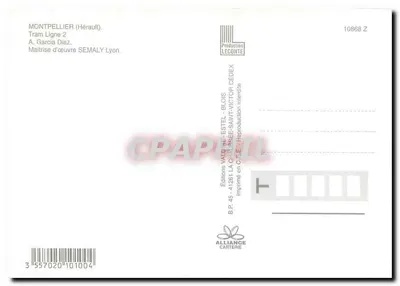 Montpellier — Linia tramwajowa 2 — Éditions Vallois-Blois — Rewers