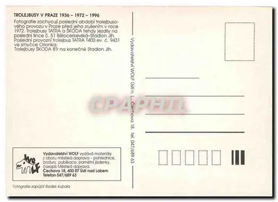 Trolejbusy w Pradze — Trolejbusy w Pradze 1936–1972 — Wydawnictwo WOLF, Ústí nad Labem — Rewers