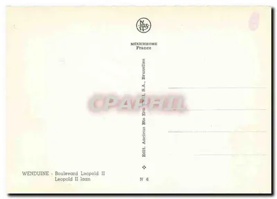 Wenduine - Boulevard Leopold II — editor Anciens Ets Em Thill S.A., Bruxelas, N° 6 — Verso