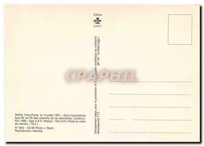 Dwie lokomotywy typu 64 ex P8 kolejnictwa niemieckiego — SNCF, Trois-Ponts — Wydawnictwo a.s.b.l. — Rewers