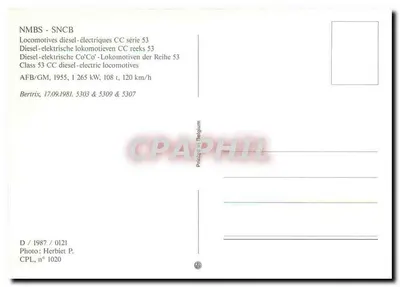 Diesel-elektryczne lokomotywy CC seria 53 – Bertrix, Belgia – n° 1020 — Rewers