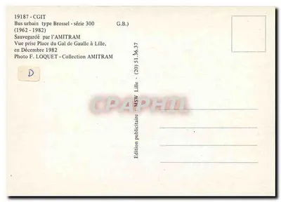 Ônibus urbano tipo Brossel - série 300 — (1962-1982) — edição publicitária MSW Lille — Verso
