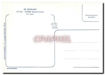 Estação de Tours — Em Touraine — Edições Greff — Verso