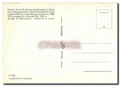Ferrovia di La Mure — Gole del Drac — Grenoble — Edizioni Grenoble — Verso