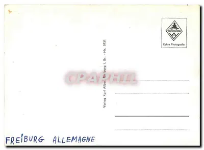 Freiburg i. Br., Bertoldsbrunnen und Martinstor — editor Verlag Karl Alber, n° 5721 — Verso