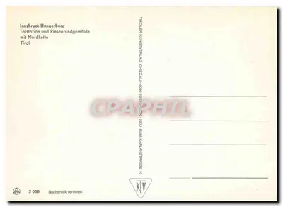 Innsbruck-Hungerbürg — Estação de base e Riesenrundgäldle com Nordkette — Trolle Kunstverlag Chizzaul — Verso
