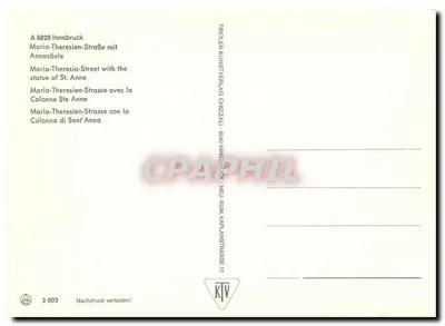 Innsbruck — Maria-Theresien-Straße com a Coluna de Santa Ana — Tröller Kunstverlag ChizziAU — Verso