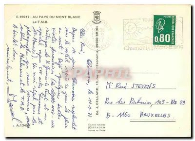 Tramway do Mont-Blanc — o Nid d'Aigle — Ed. J. Cellard, 13, rue de l'Economie, Chamonix — Verso