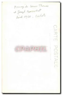 Casamento de Louise Thomas e Joseph Baradat — Agosto 1920 — Crichets — Verso