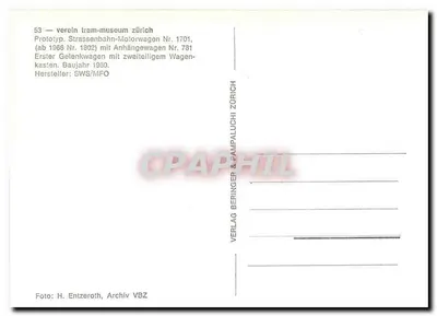 Tramwaj obrotowy w Zurych — prototyp — wydawca: Verlag Beringer & Pampalluchi Zurych — Rewers