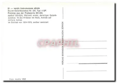Ônibus articulado Saurer — protótipo — Verlag Beringer & Pampaluchi Zürich — Verso