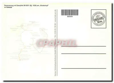 Trem a vapor 99 6001-4 — Harzer Schmalspurbahnen — editor Harzer Schmalspurbahnen GmbH — Verso