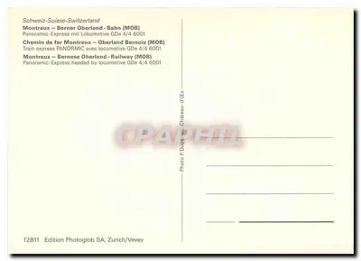 Panorâmico Express — Montreux-Berner Oberland-Bahn (MOB) — Edition Photoglob SA, Zurich/Vevey — Verso