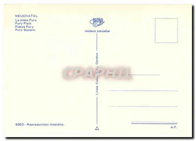 Neuchâtel — Place Pury — Linda Color S.A., Genebra — Verso
