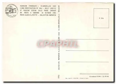 Tramway amarelo n°1605 em Assunção — modificação 1968 — editor MUPDOFER — Verso