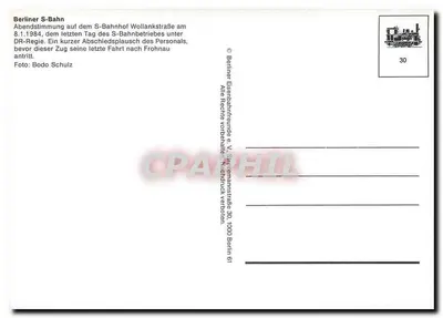 S-Bahn na Wollankstraße — última dia de serviço sob a DR-Regie — edição Berliner Eisenbahnfreunde e.V. — Verso